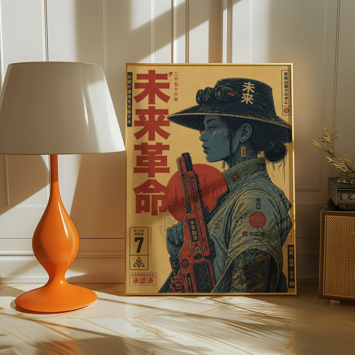 Future Soldier 2556 Poster, Cyberpunk Warrior Girl Wall Art, Dystopian Sci-Fi Print, Futuristic Rifle, Neo Tokyo Military Artwork