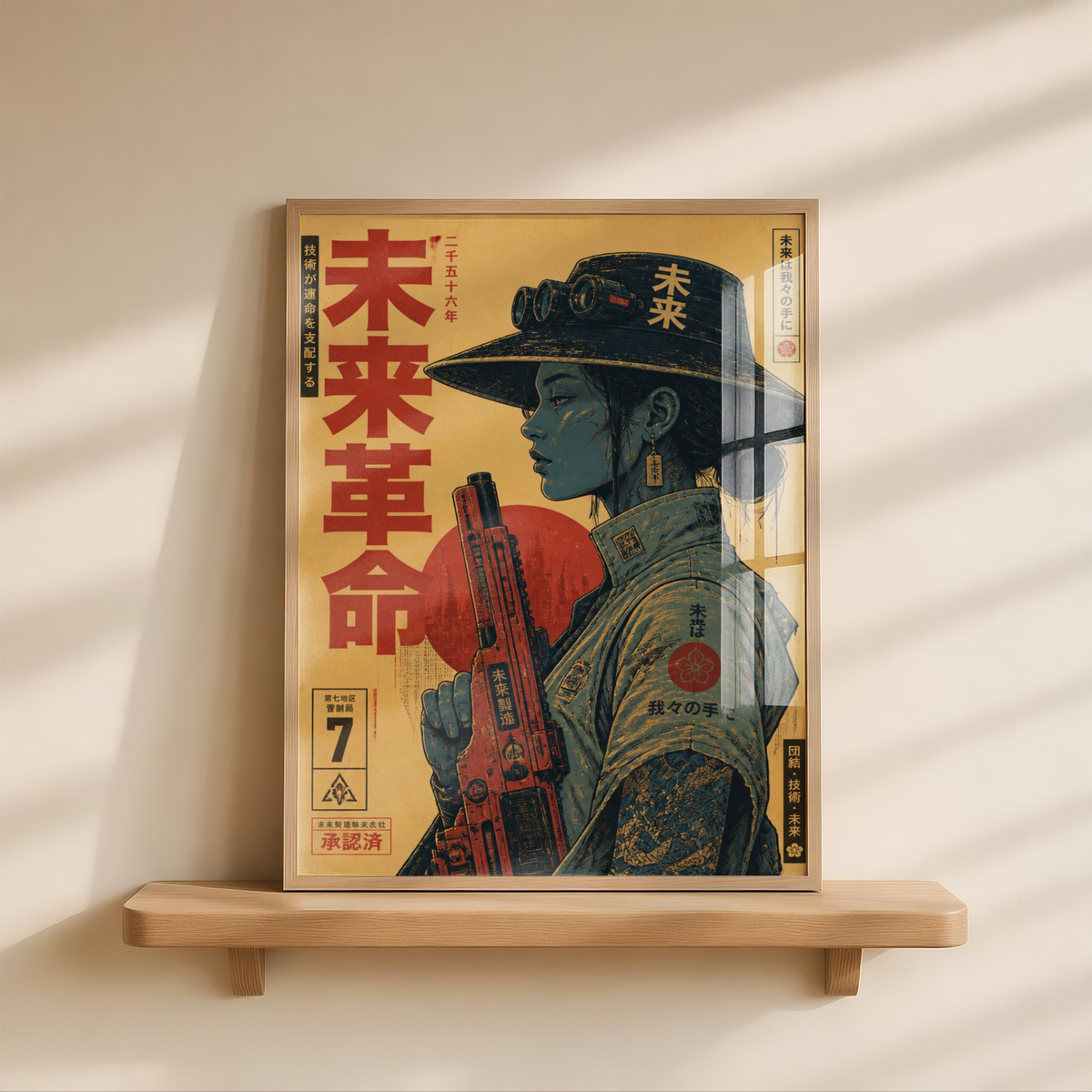 Future Soldier 2556 Poster, Cyberpunk Warrior Girl Wall Art, Dystopian Sci-Fi Print, Futuristic Rifle, Neo Tokyo Military Artwork