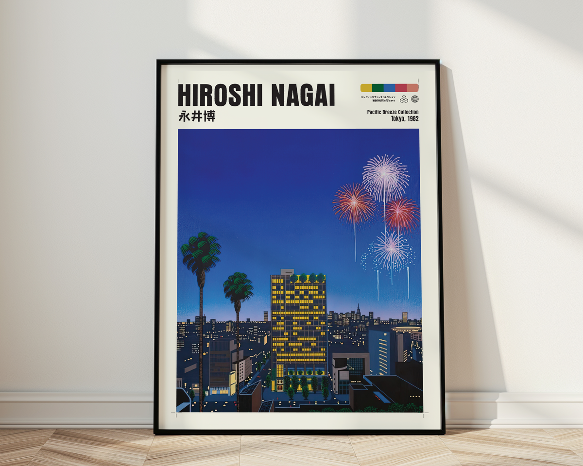 Affiche Hiroshi Nagai | Tokyo de Nuit, Feux d'Artifice & Palmiers