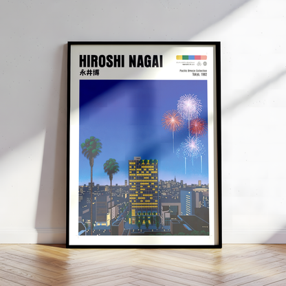 Affiche Hiroshi Nagai | Tokyo de Nuit, Feux d'Artifice & Palmiers