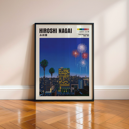 Affiche Hiroshi Nagai | Tokyo de Nuit, Feux d'Artifice & Palmiers