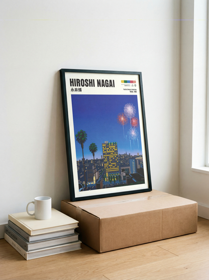 Affiche Hiroshi Nagai | Tokyo de Nuit, Feux d'Artifice & Palmiers