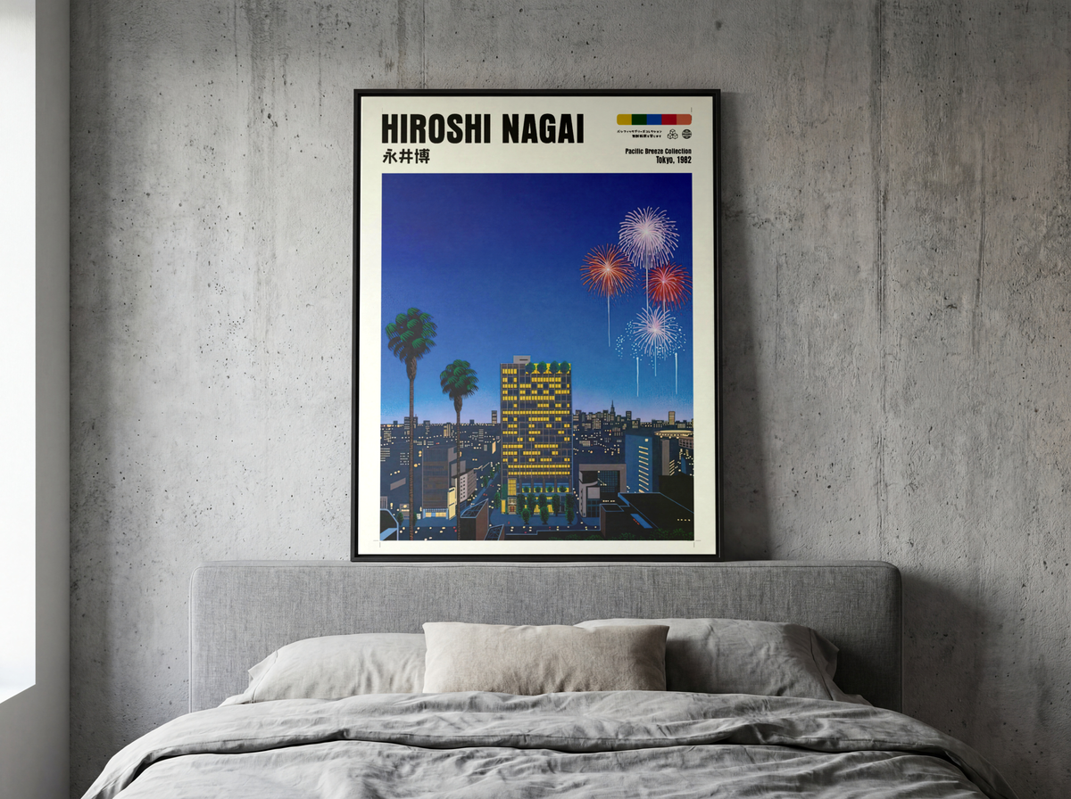 Affiche Hiroshi Nagai | Tokyo de Nuit, Feux d'Artifice & Palmiers