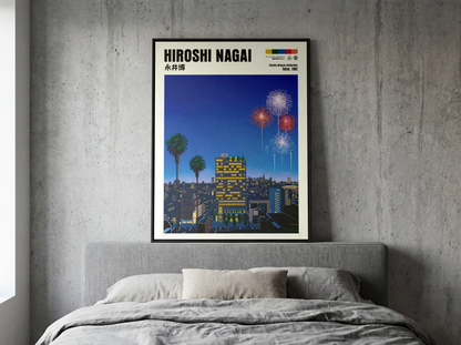 Affiche Hiroshi Nagai | Tokyo de Nuit, Feux d'Artifice & Palmiers