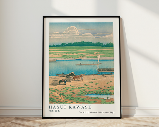 Hasui Kawase Japanese Woodblock Print, Vintage River Landscape Poster, Japanese Art Print, Traditional Japan Wall Decor, Ukiyo-e Style