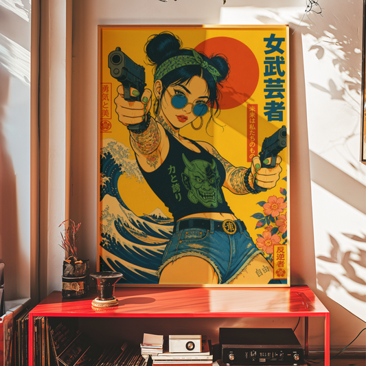 Affiche Cyberpunk Rebel Wave | Femme Japonaise & Tokyo