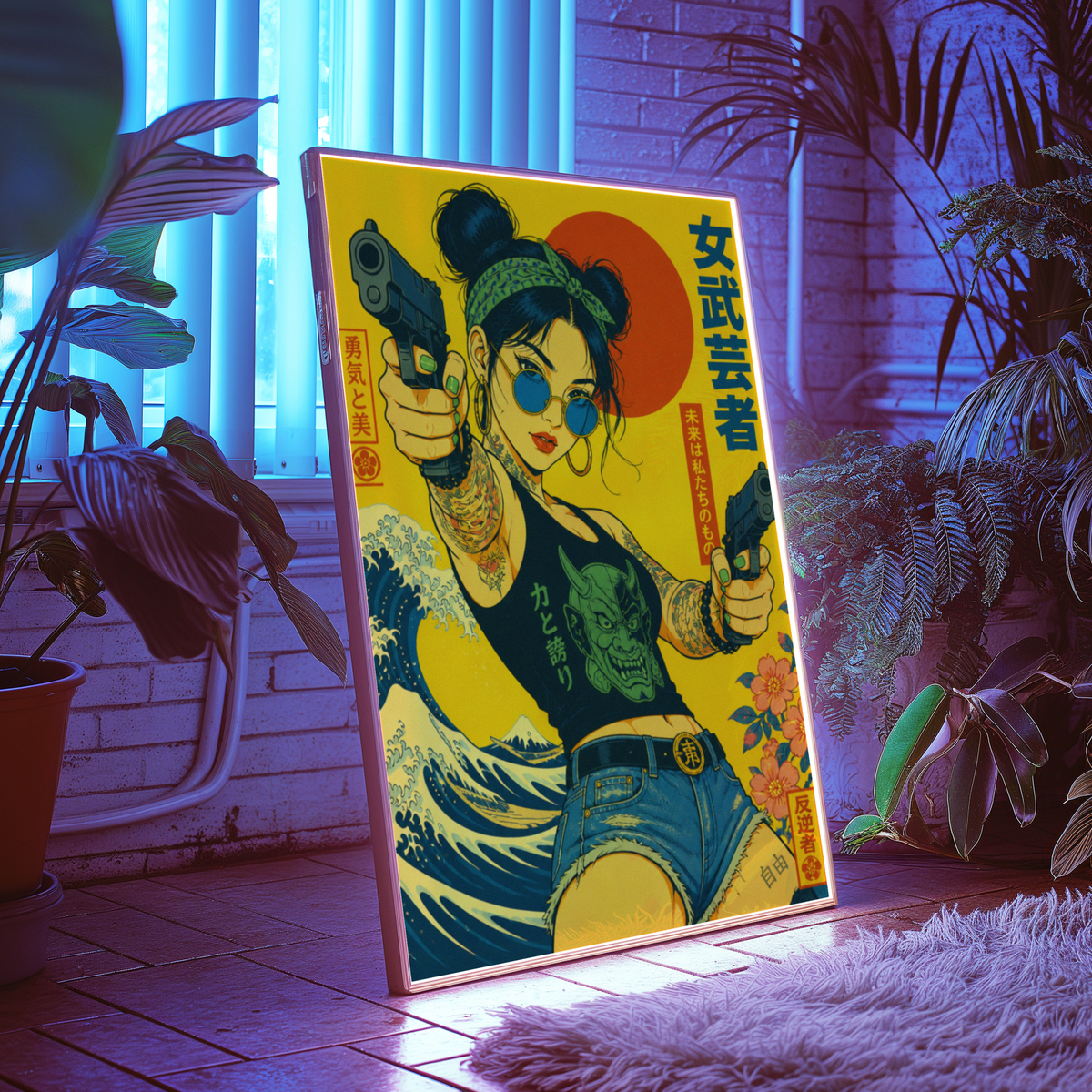 Affiche Cyberpunk Rebel Wave | Femme Japonaise & Tokyo