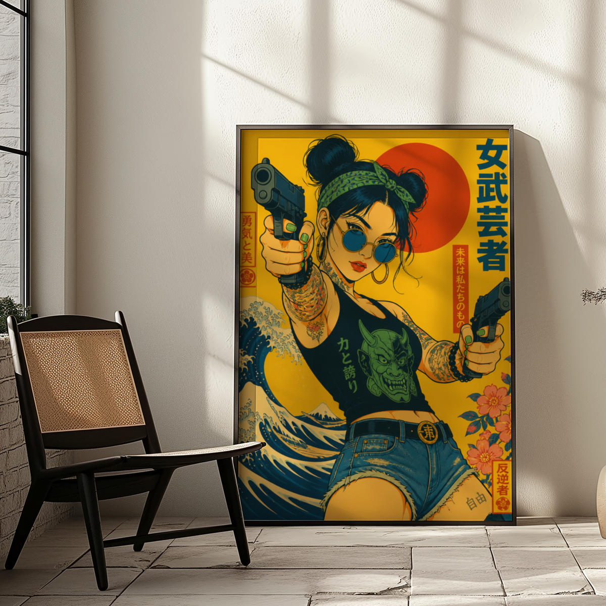 Affiche Cyberpunk Rebel Wave | Femme Japonaise & Tokyo