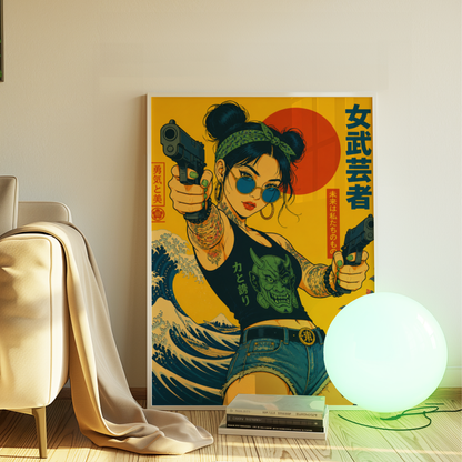 Affiche Cyberpunk Rebel Wave | Femme Japonaise & Tokyo