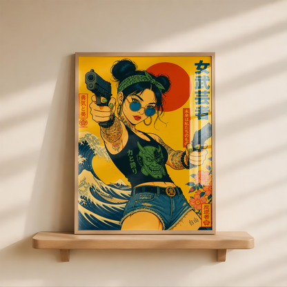 Affiche Cyberpunk Rebel Wave | Femme Japonaise & Tokyo