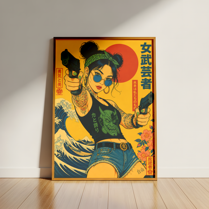 Affiche Cyberpunk Rebel Wave | Femme Japonaise & Tokyo