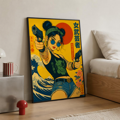 Affiche Cyberpunk Rebel Wave | Femme Japonaise & Tokyo