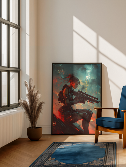 🌃🎮Affiche murale CYBERPUNK GIRL ULTIMATE SERIE 17☢️ - Aura Studio Déco
