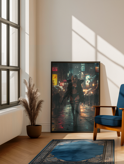 🌃Affiche Murale CYBERPUNK WAR GIRL 8☢️ - Aura Studio Déco