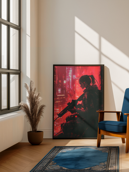 🌃Affiche Murale CYBERPUNK WAR GIRL ULTIMATE SERIE  2☢️ - Aura Studio Déco
