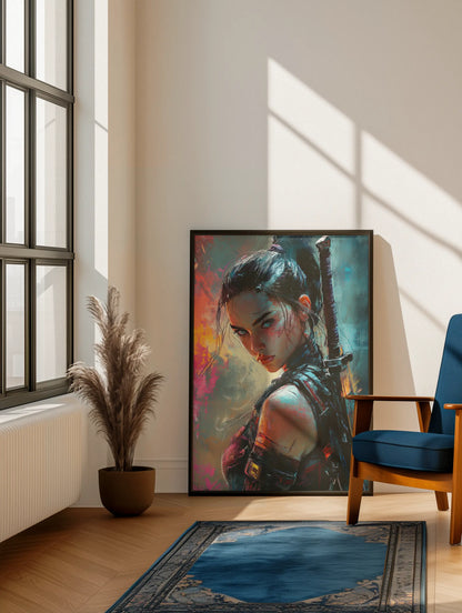 🌃Affiche Cyber Girl #39 – Art Mural Cyberpunk - Aura Studio Déco