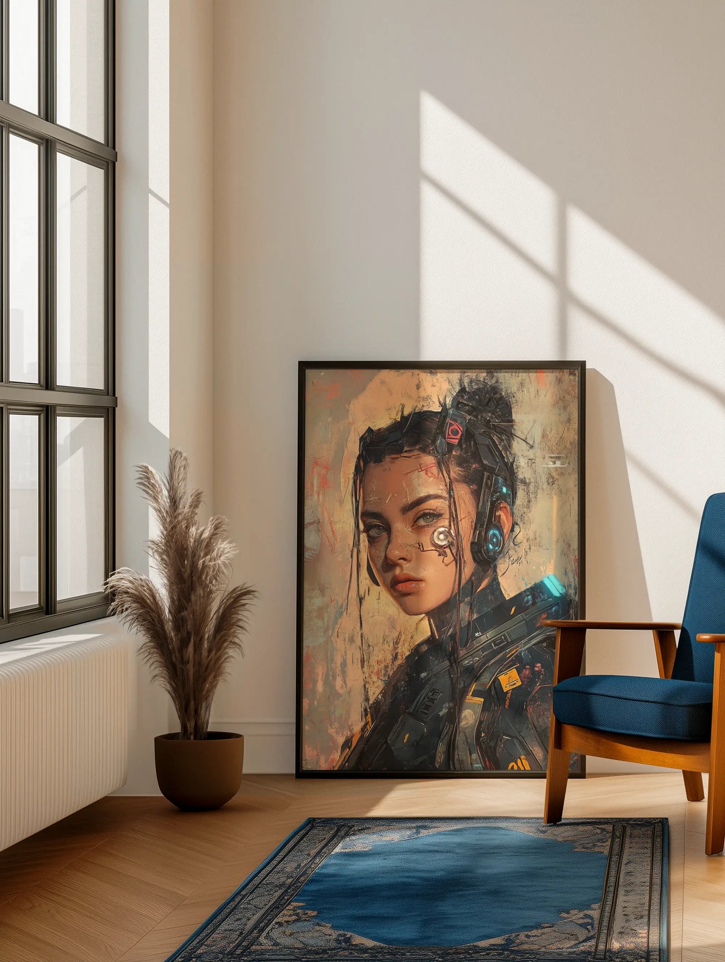 🌃 Affiche Cyber Girl #40 – Art Mural Cyberpunk Futuriste - Aura Studio Déco