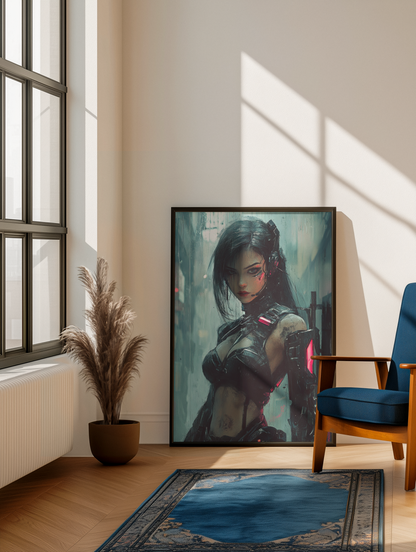 🎮Affiche Cyber Girl #36 – Art Mural Cyberpunk - Aura Studio Déco