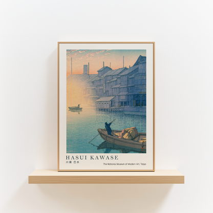 Morning in Dotonbori, Osaka – Hasui Kawase Japanese Woodblock Print, Vintage Japan Poster, Japandi Wall Art