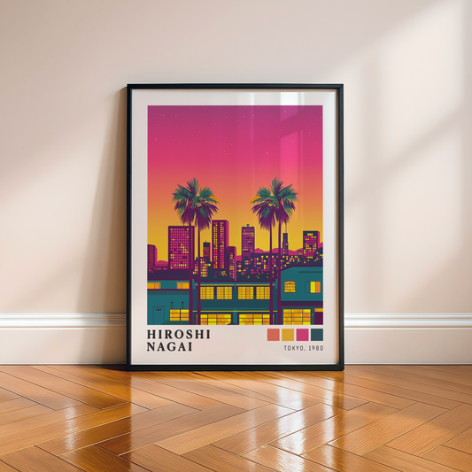 Affiche Hiroshi Nagai | Tokyo Rétro, Palmiers & Sunset