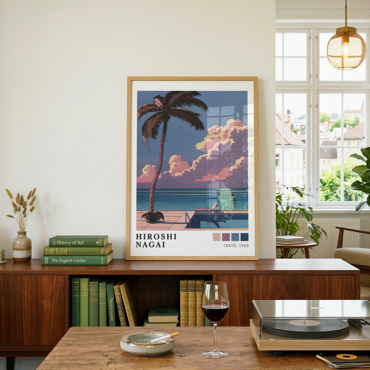Affiche Hiroshi Nagai | Piscine, Palmier & Été Rétro