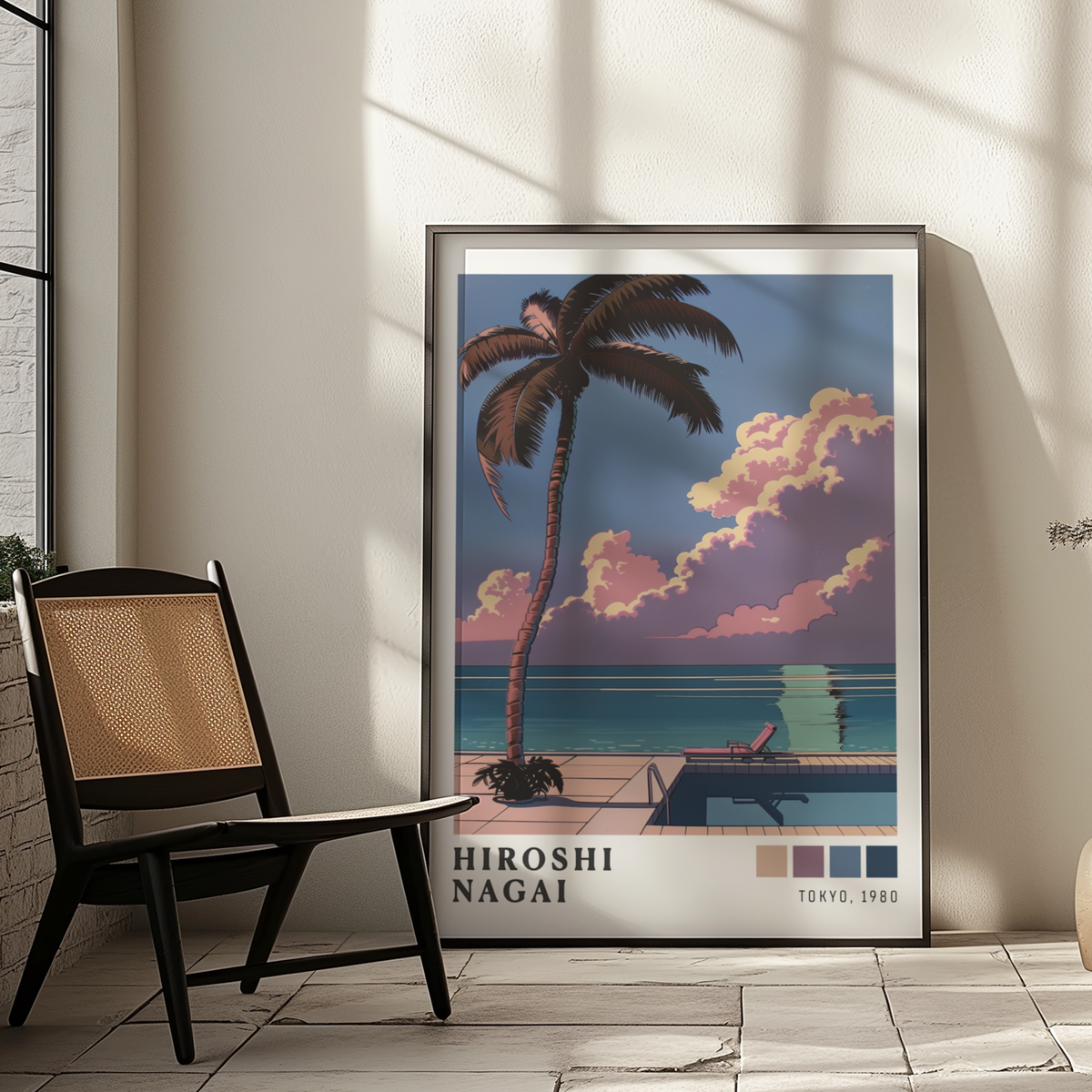 Affiche Hiroshi Nagai | Piscine, Palmier & Été Rétro