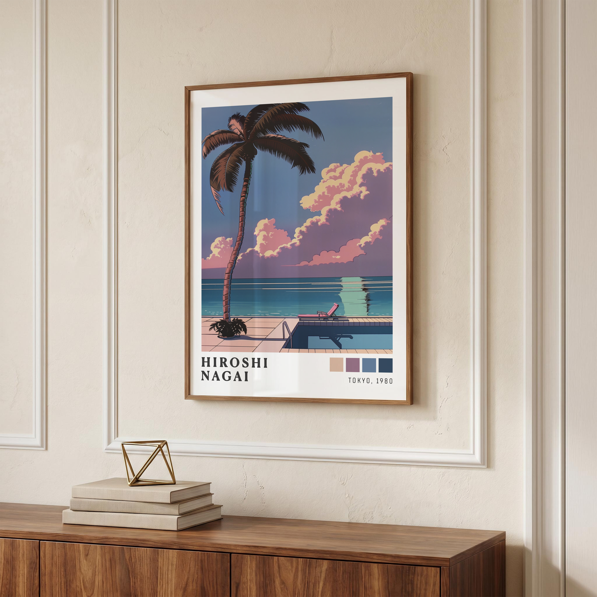 Affiche Hiroshi Nagai | Piscine, Palmier & Été Rétro