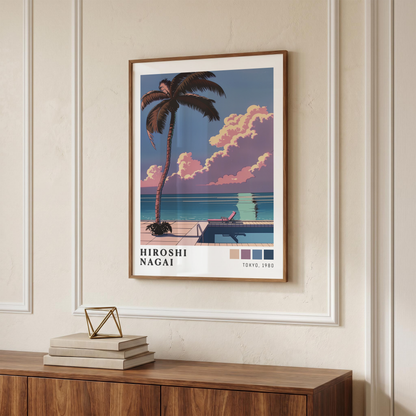 Affiche Hiroshi Nagai | Piscine, Palmier & Été Rétro