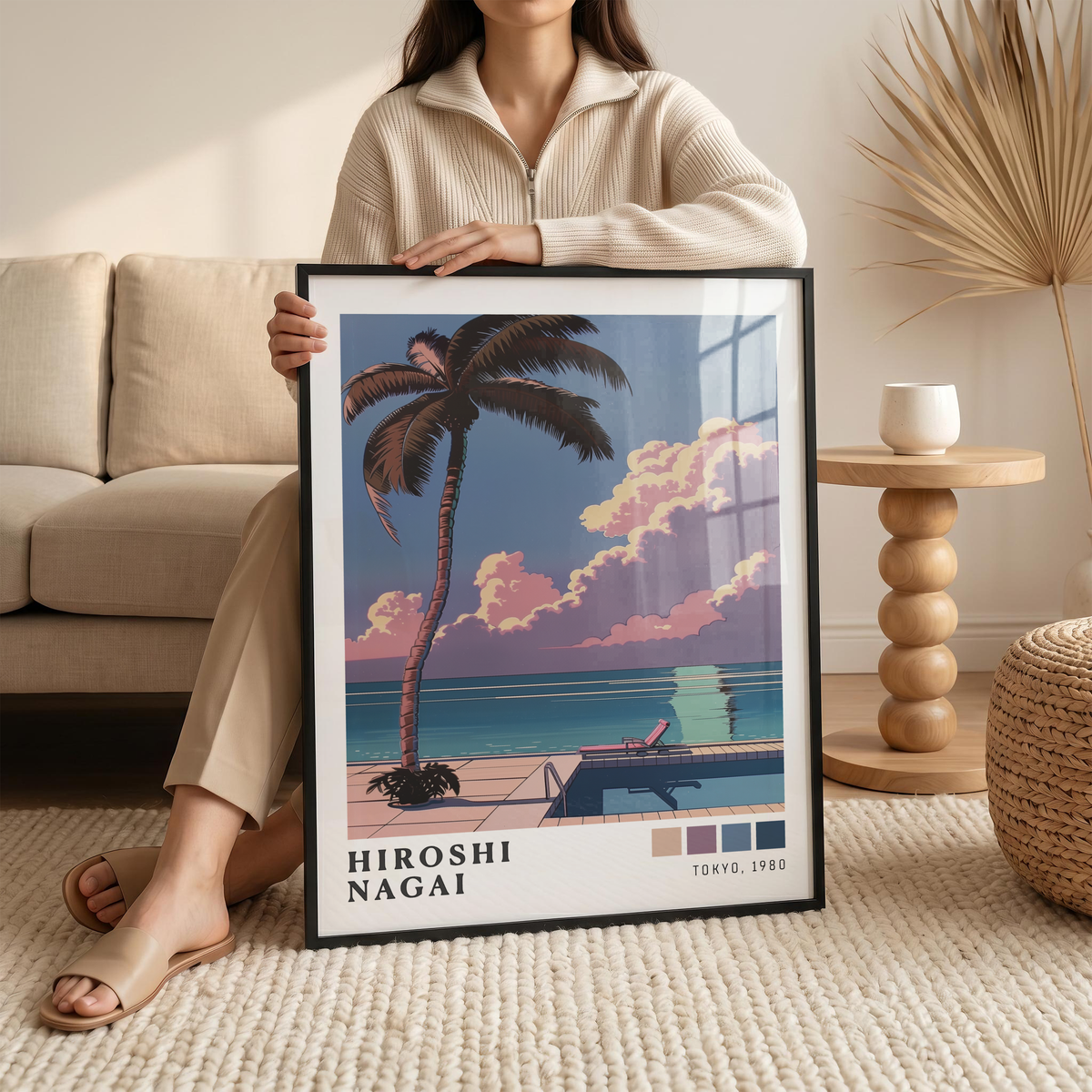 Affiche Hiroshi Nagai | Piscine, Palmier & Été Rétro