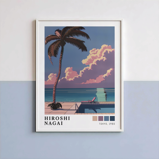 Affiche Hiroshi Nagai | Piscine, Palmier & Été Rétro
