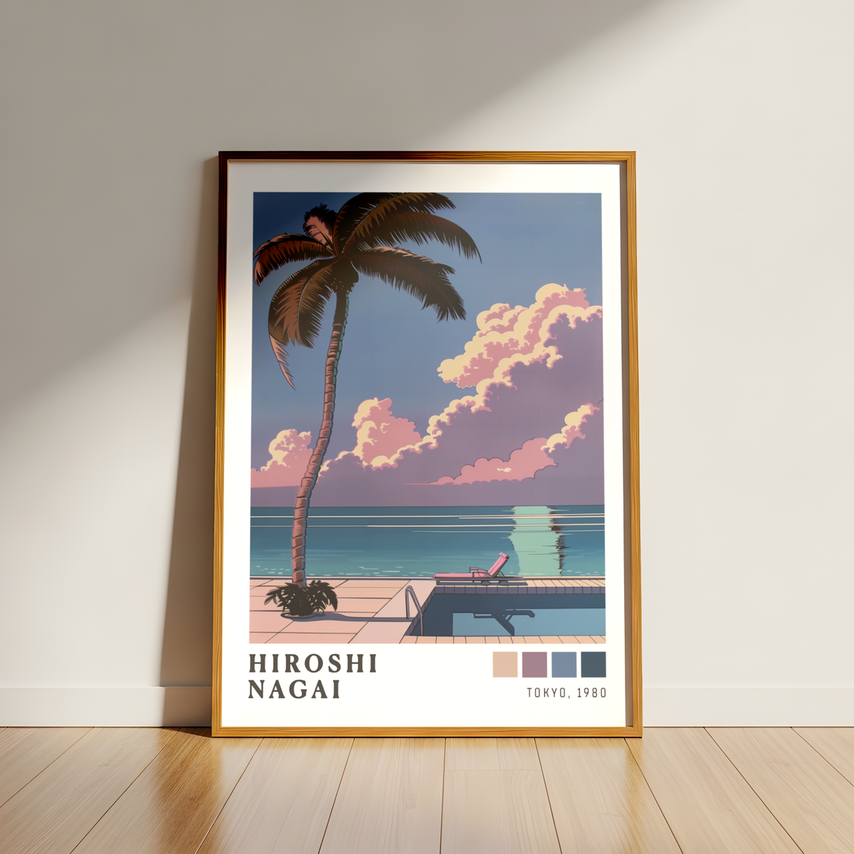 Affiche Hiroshi Nagai | Piscine, Palmier & Été Rétro