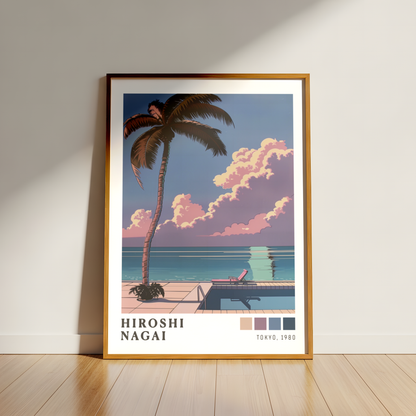 Affiche Hiroshi Nagai | Piscine, Palmier & Été Rétro