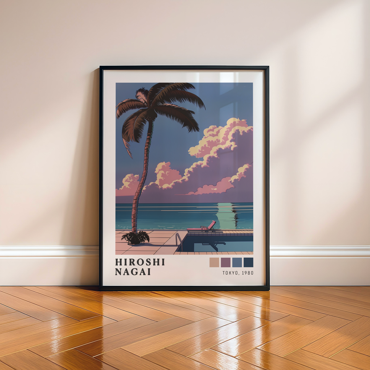 Affiche Hiroshi Nagai | Piscine, Palmier & Été Rétro