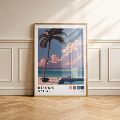Affiche Hiroshi Nagai | Piscine, Palmier & Été Rétro