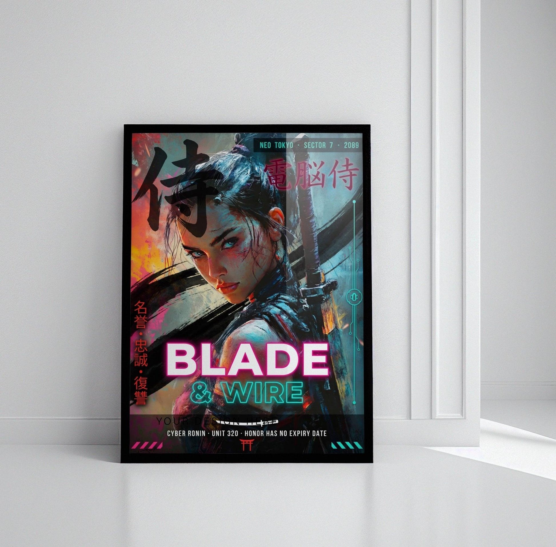 ☣️🧬 Série limitée Art Cyberpunk - Poster Cybergirl Blade - Aura Studio Déco