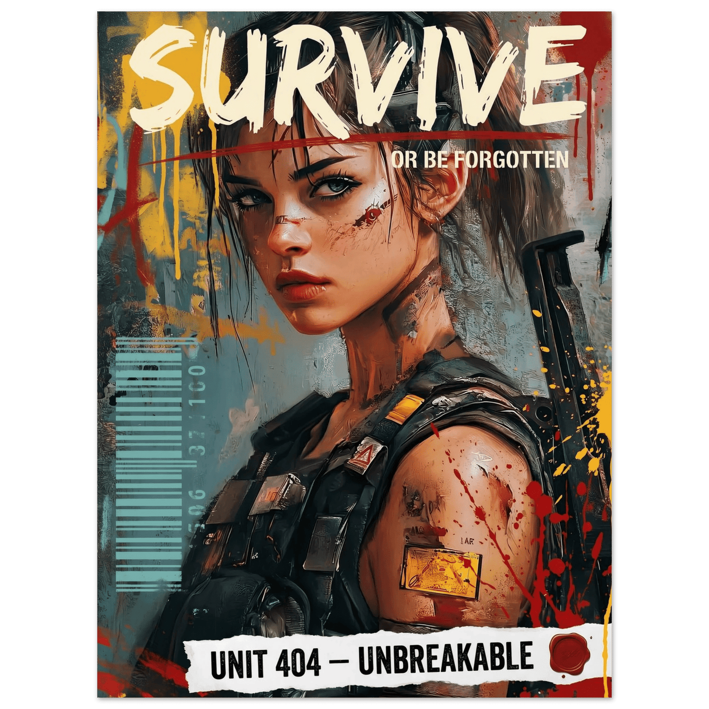 ☣️🧬 Série limitée Art Cyberpunk - Poster Cybergirl Unit 404 - Aura Studio Déco