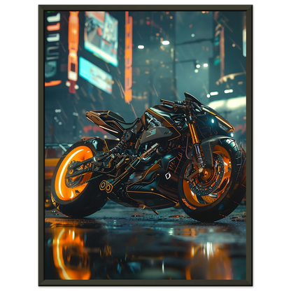 🏍️🏁🔧 Moto Cyberpunk Série futuriste #️⃣18  - (Affiche encadrée métal) - Aura Studio Déco