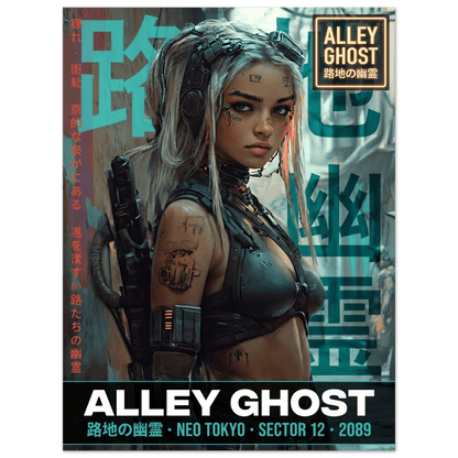 ☣️🧬 Série limitée Art Cyberpunk - Poster Cybergirl Alley Ghost - Aura Studio Déco