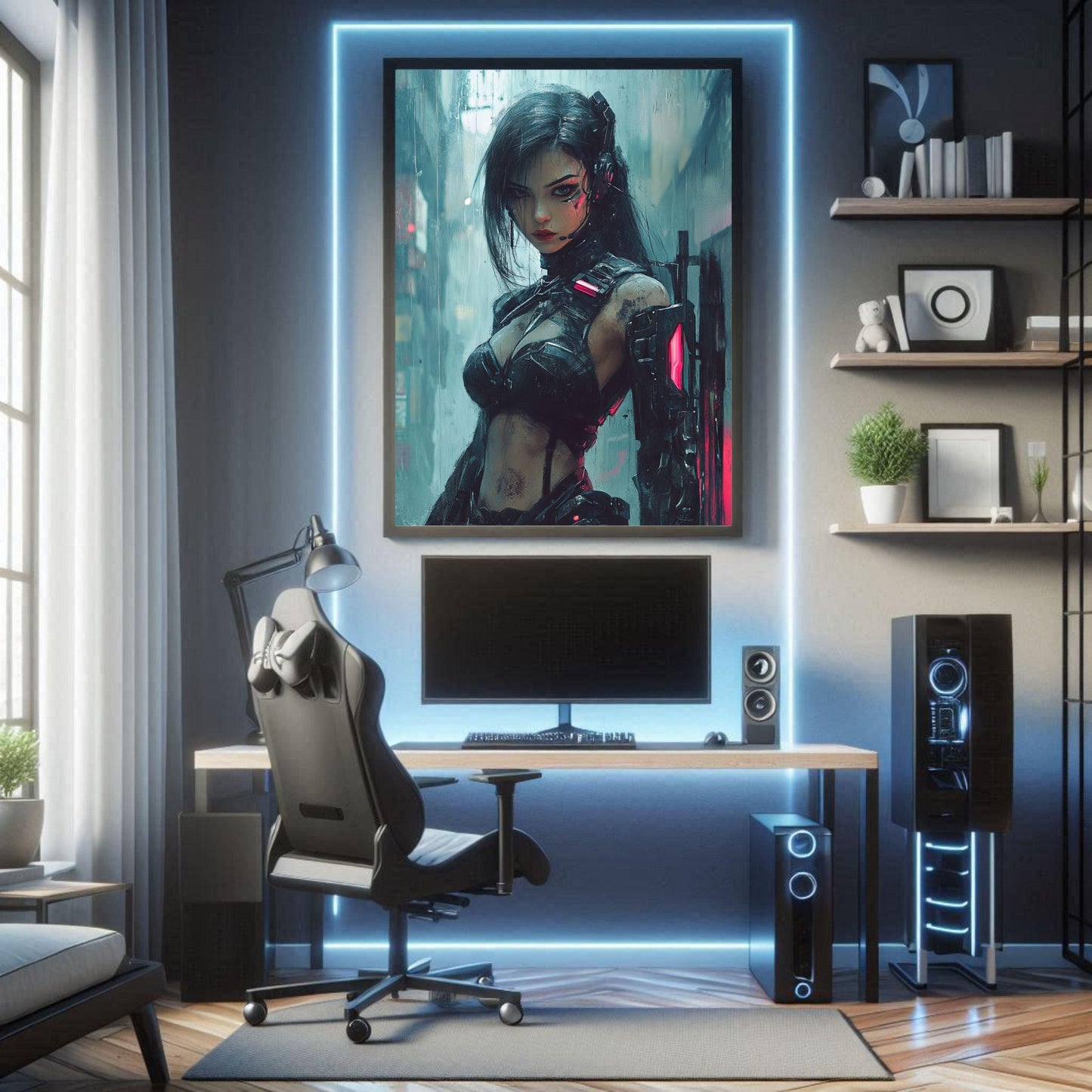 🎮Affiche Cyber Girl #36 – Art Mural Cyberpunk - Aura Studio Déco