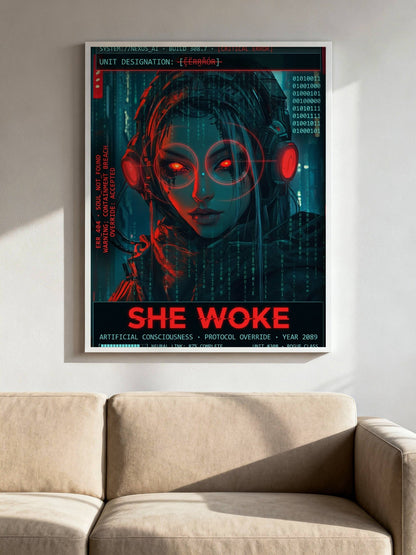 ☣️🧬 Série limitée Art Cyberpunk - Poster Cybergirl #308 - Aura Studio Déco