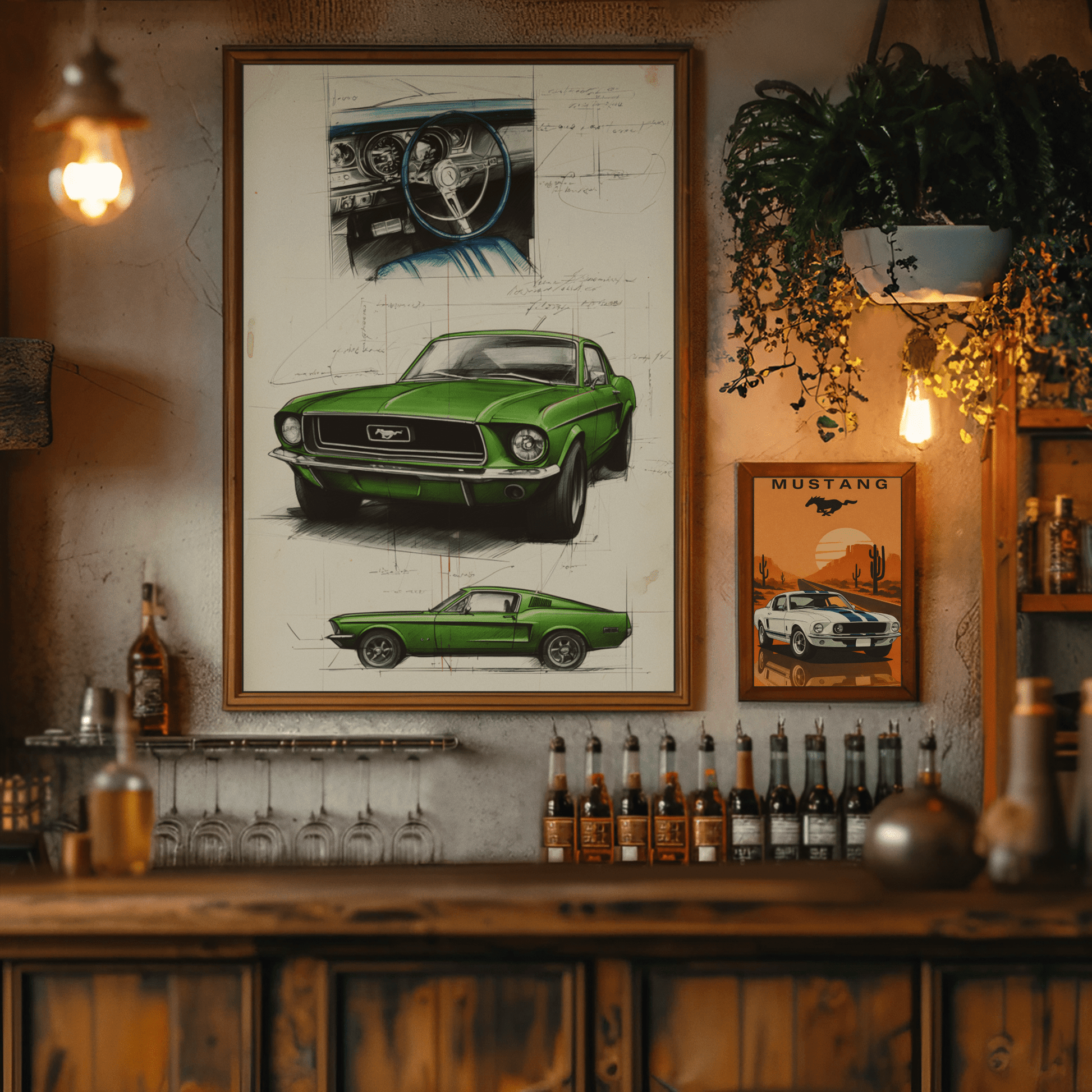 🏆🀣📺 Affiche Automobile Vintage Legend Line Art - Aura Studio Déco