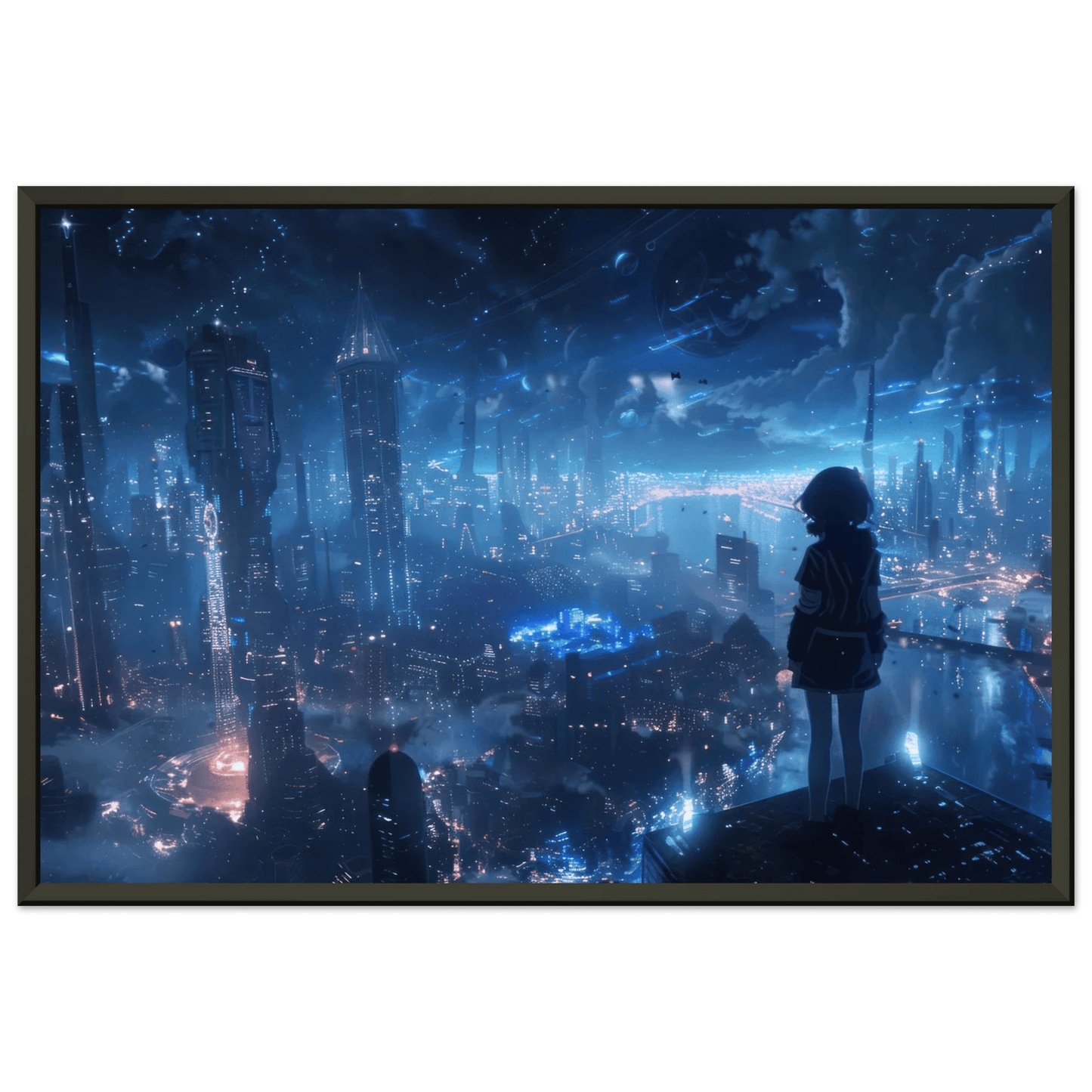 🐉🇯🇵✨ Affiche encadrée métal CLI-FI Anime Concept – Neon City - Aura Studio Déco