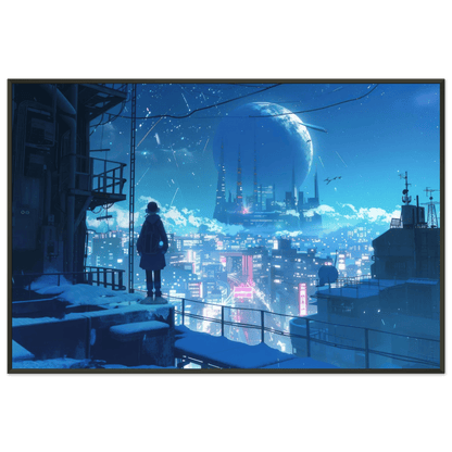🐉🇯🇵✨ Affiche encadrée métal CLI-FI Anime Concept – Digital Horizon - Aura Studio Déco