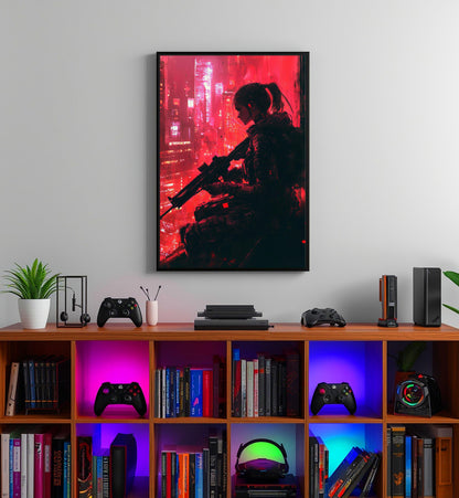 🌃Affiche Murale CYBERPUNK WAR GIRL ULTIMATE SERIE  2☢️ - Aura Studio Déco