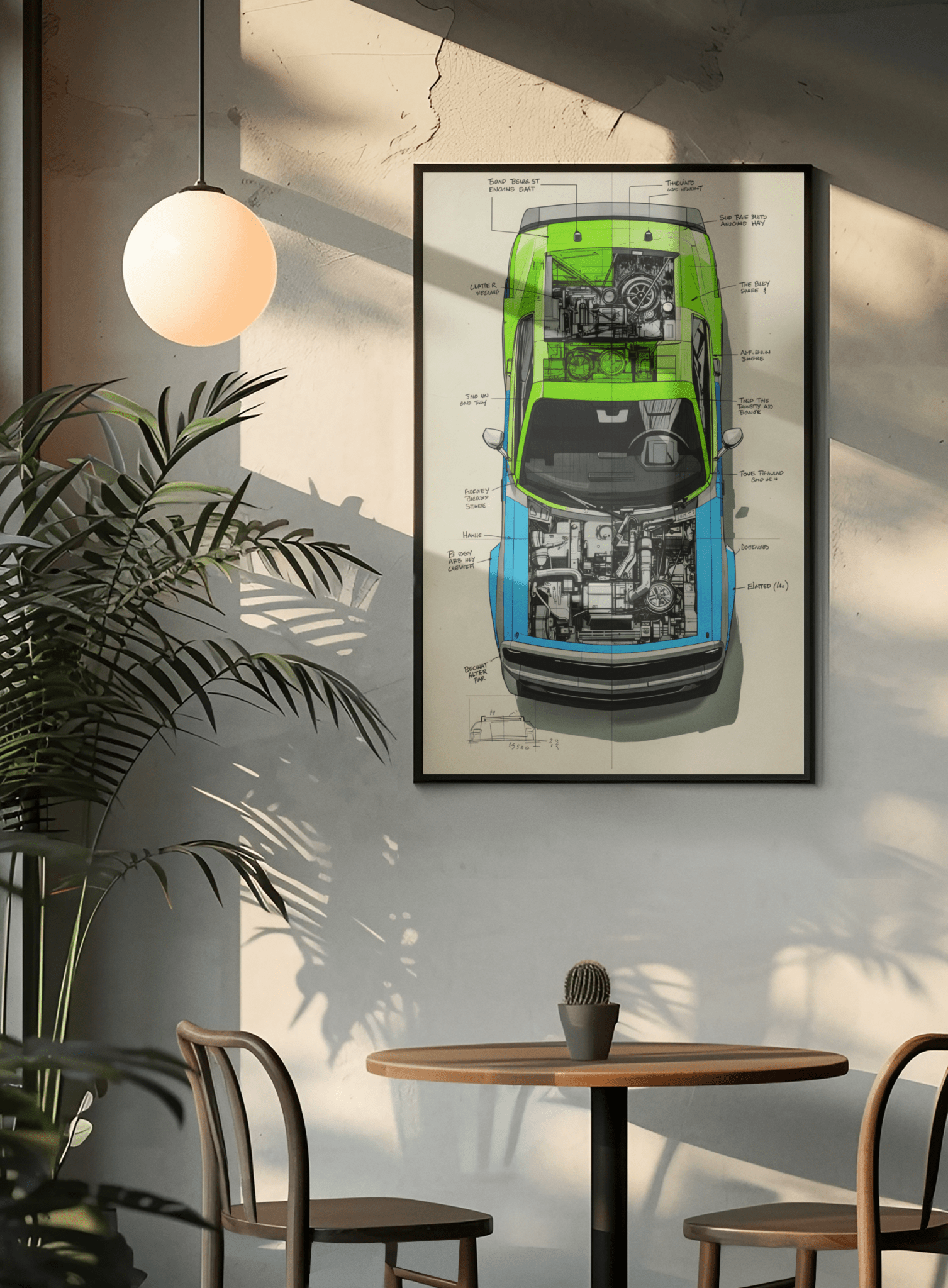 🏎️🏁Affiche Automobile Art' Plan Encadrée - Aura Studio Déco