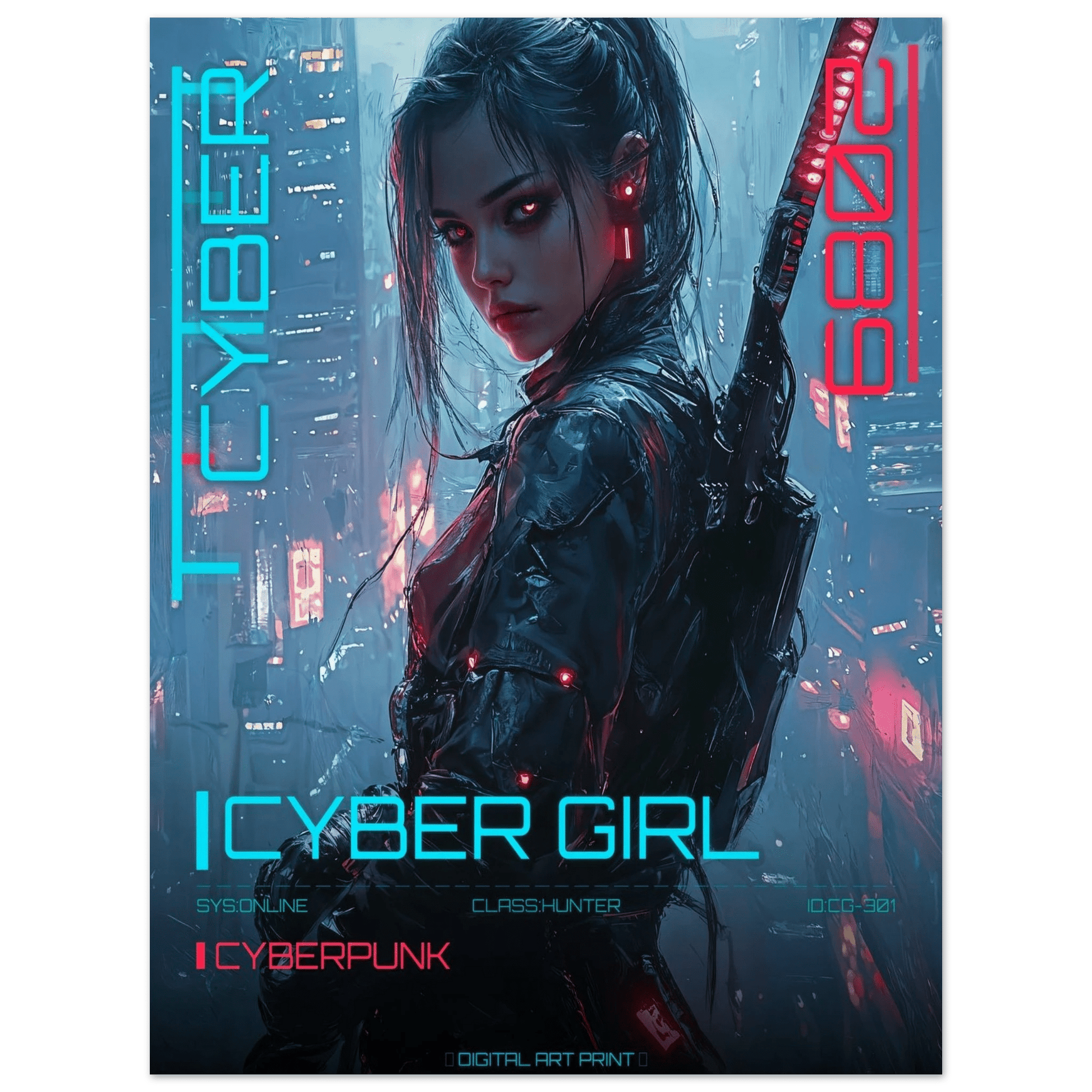 ☣️ Série limitée Art Cyberpunk - Poster Cybergirl Killer 2089 - Aura Studio Déco