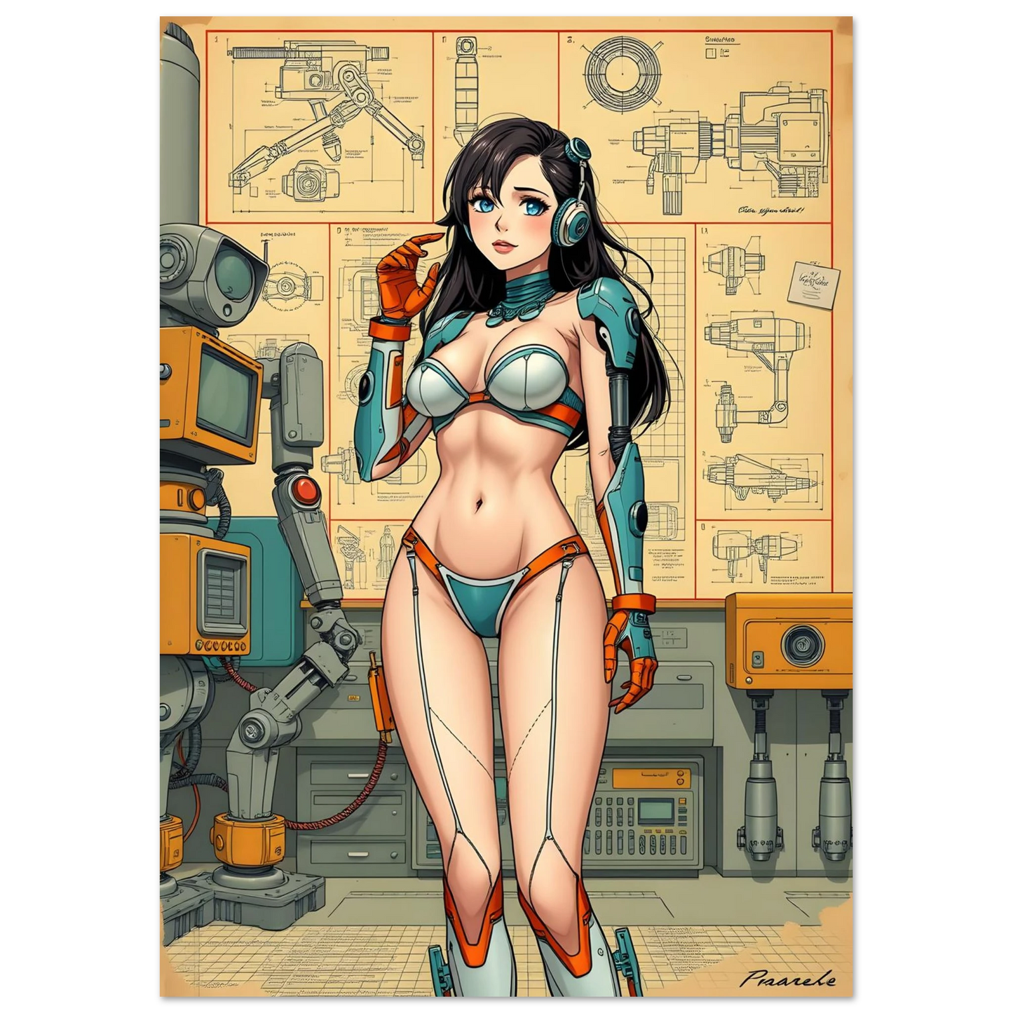 🌸🪐🎀👽 Affiche Création Anime Rétro Sci-Fi ☄️12 - Aura Studio Déco