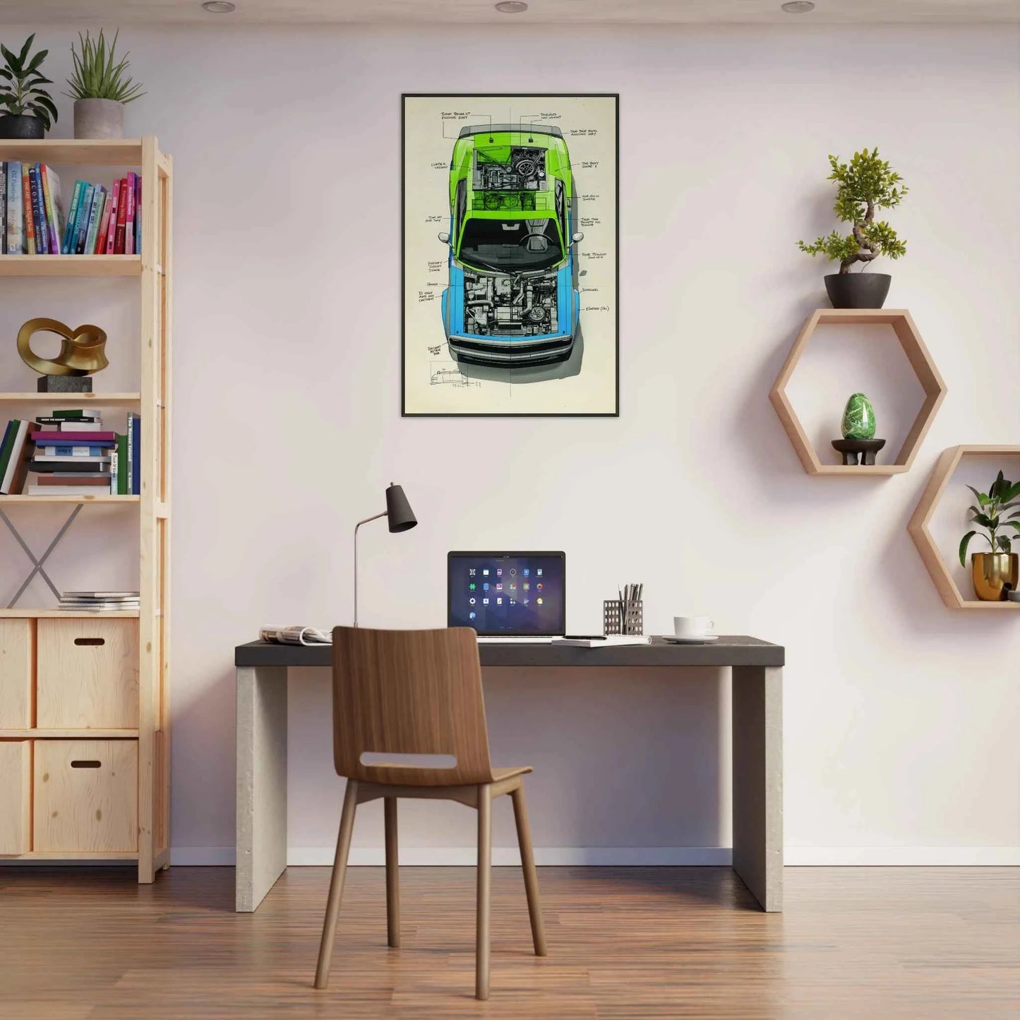 🏎️🏁Affiche Automobile Art' Plan Encadrée - Aura Studio Déco