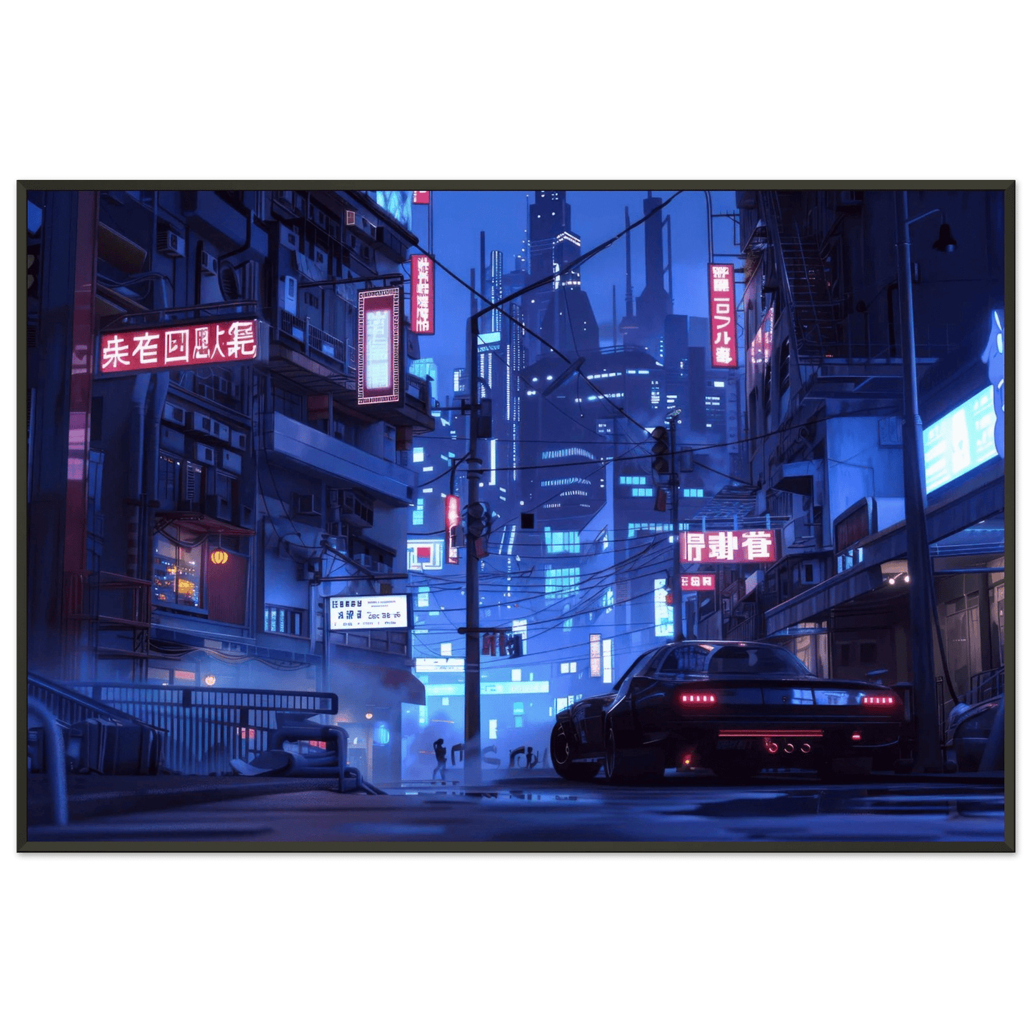 🐉🇯🇵✨ Affiche encadrée métal CLI-FI Anime Concept – Cyber Alley - Aura Studio Déco