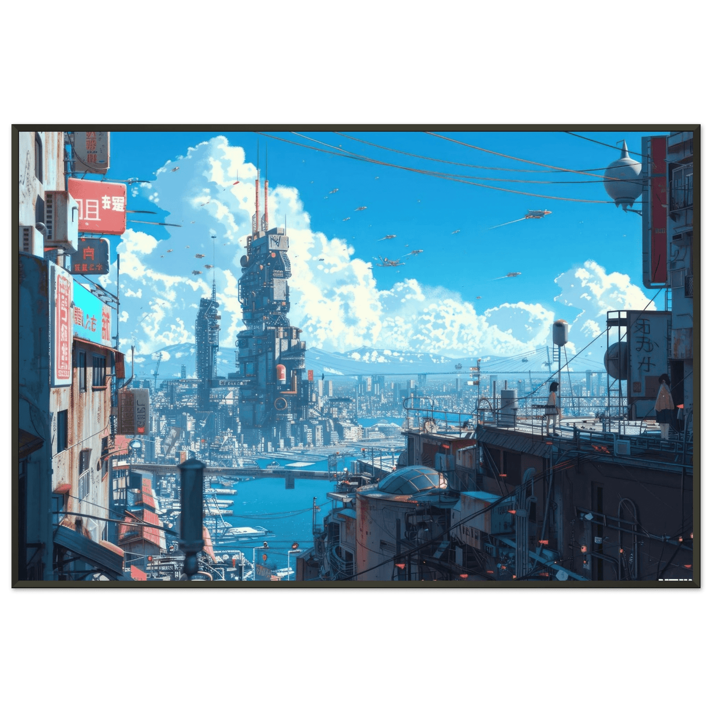 🐉🇯🇵✨ Affiche encadrée métal CLI-FI Anime Concept – Future Core - Aura Studio Déco